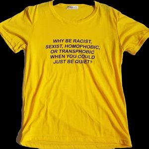 Iconic mustard yellow activism shirt